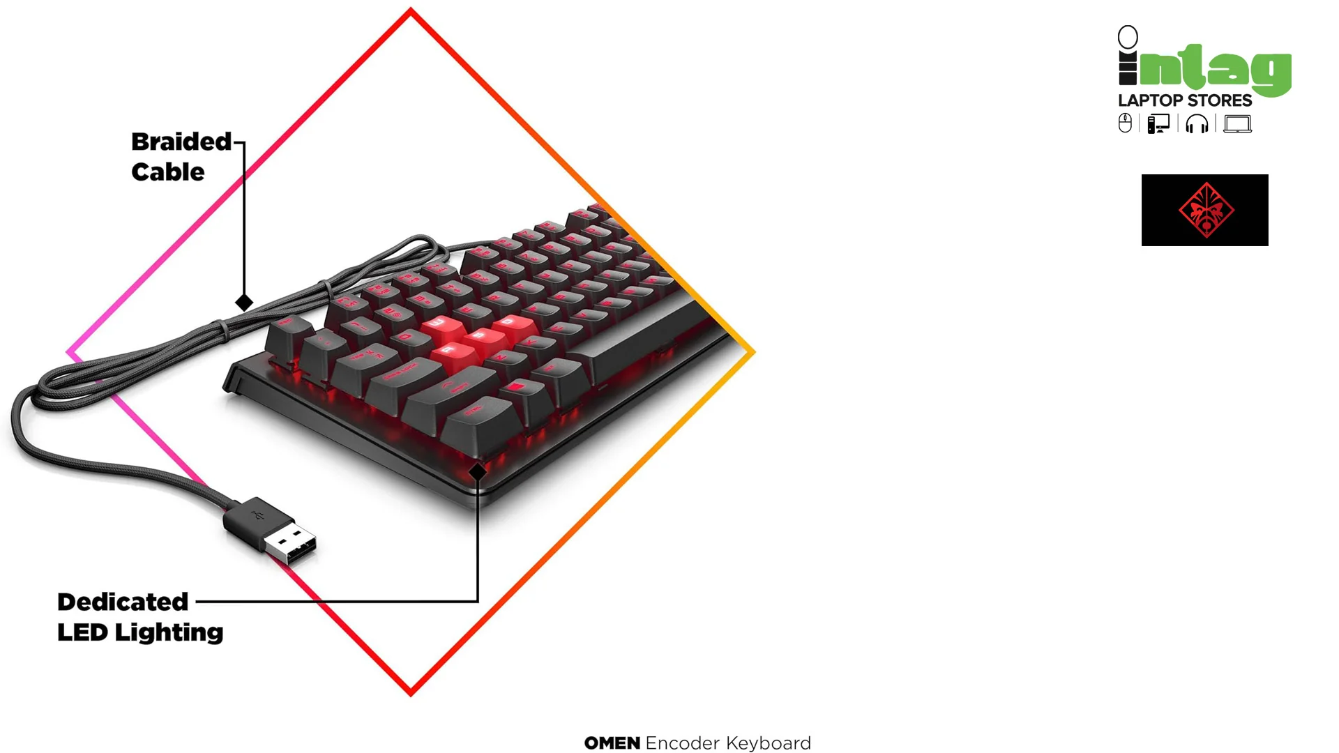 HP Omen Encoder | Mechanical Gaming Keyboard | Cherry MX Brown Keys | LED Backlit Keyboard | USB | Black - Image 3